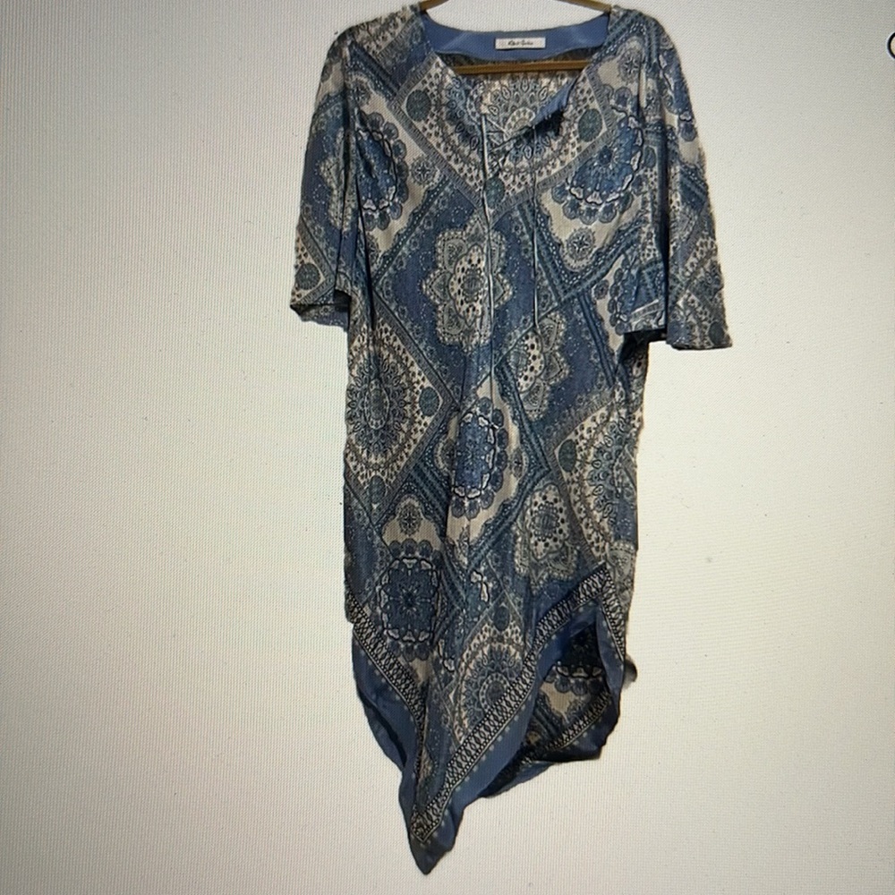 Robert Graham Boho 100% Silk Paisley Handkerchief Dress Multicolor Bohemian